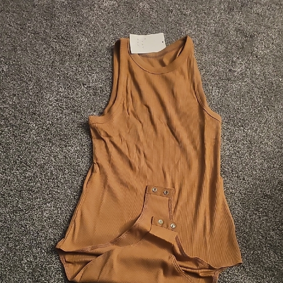 A New Day Tan Ribbed Fitted Bodysuit - Picture 1 of 1